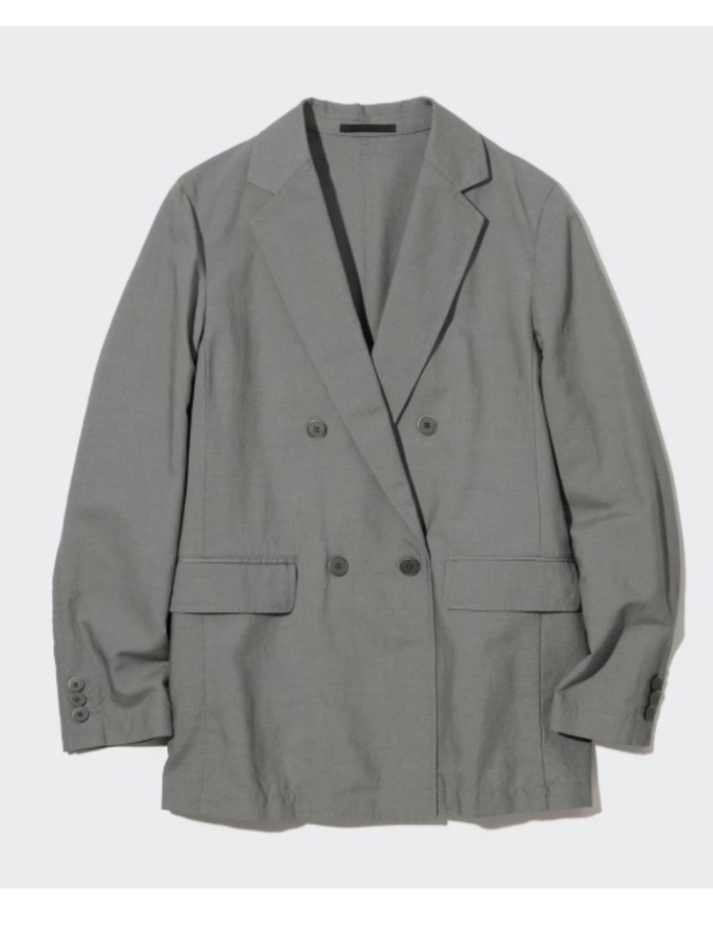 Uniqlo Linen Double-Breasted Gray Blazer